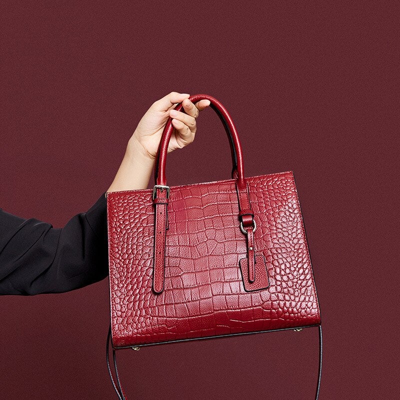 Cow Genuine Leather Handbags Large Capacity