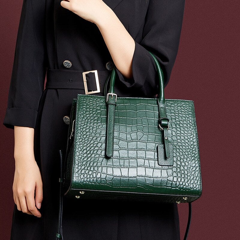 Cow Genuine Leather Handbags Large Capacity