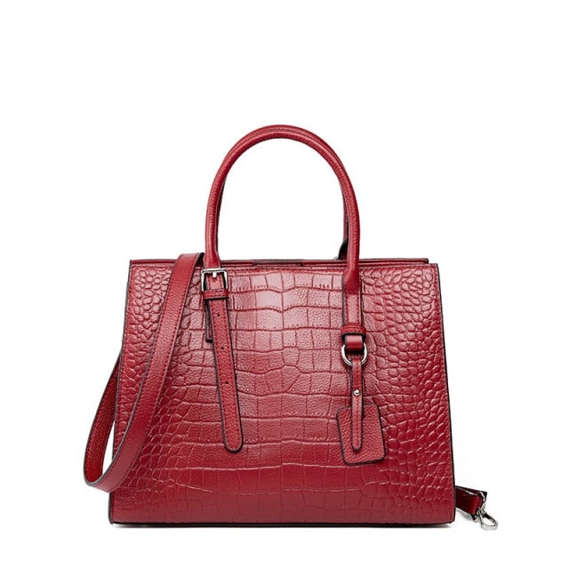 Cow Genuine Leather Handbags Large Capacity
